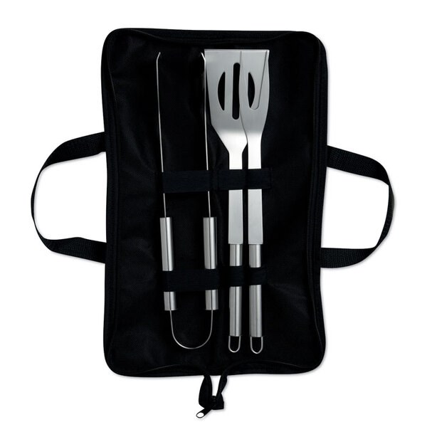 SHAKES BBQ Premium Edelstahl BBQ Werkzeugset im Reißverschlussetui - GiftRetail MO8290
