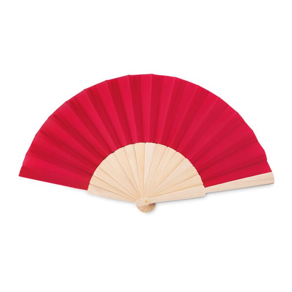 FANNY WOOD Elegant Wooden Hand Fan with Polyester Fabric - GiftRetail MO9532