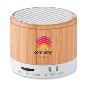 ROUND BAMBOO Haut-parleur sans fil bambou - GiftRetail MO9608