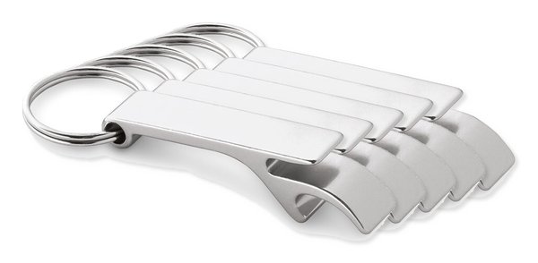 Pack de 5 Egotier 93151 - Porte-clés en aluminium avec ouvre-capsules