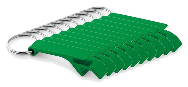 Pack de 10 Egotier 93151 - Porte-clés en aluminium avec ouvre-capsules