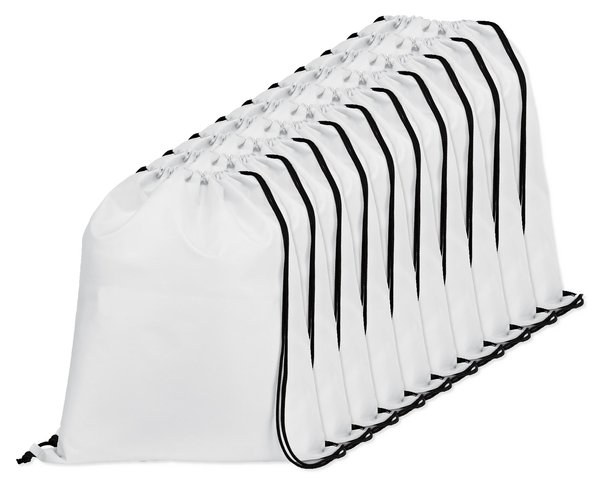 Pack de 10 Egotier 92910 - Sac à dos 210D avec cordons de serrage noirs