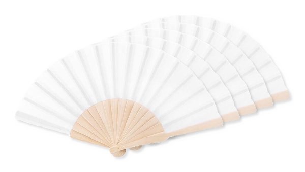 Pack mit 50 GiftRetail MO9532 - FANNY WOOD Eleganter Holz Handfächer mit Stoffbespannung