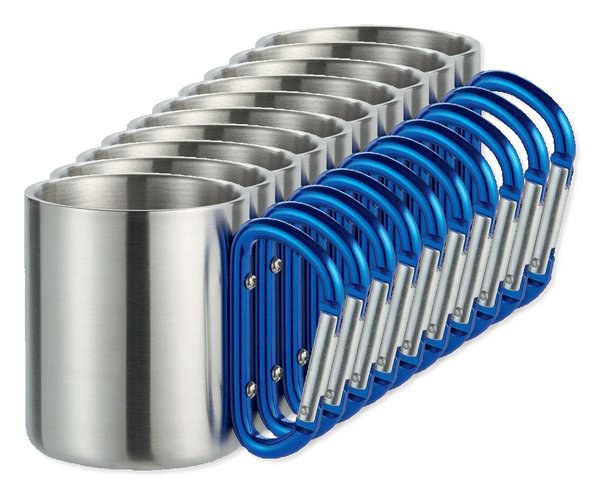 Pack de 10 GiftRetail MO8313 - TRUMBO Mug acier et anse mousqueton