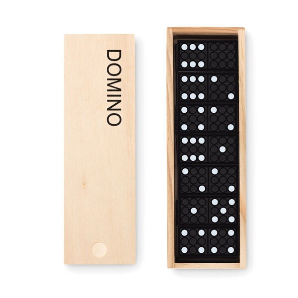 DOMINO Hochwertiges Domino-Set im Holzgehäuse - GiftRetail MO9188
