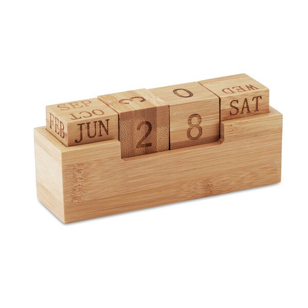 KARENDA Zeitloser Bambus Tischkalender für Büro und Zuhause - GiftRetail MO9404