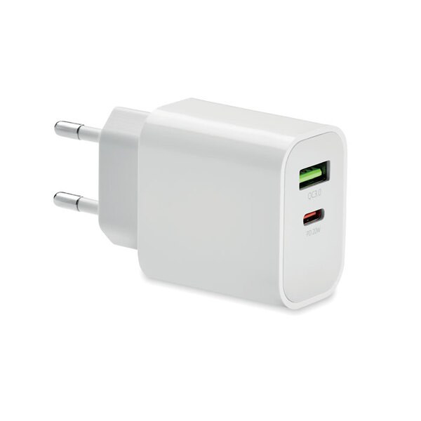 PORT 18W 2-Port USB-Ladegerät EU-Ste - GiftRetail MO6879