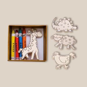 Goya 28050 - 4 Holzmagnete mit Buntstiften zum Bemalen SAFARIET