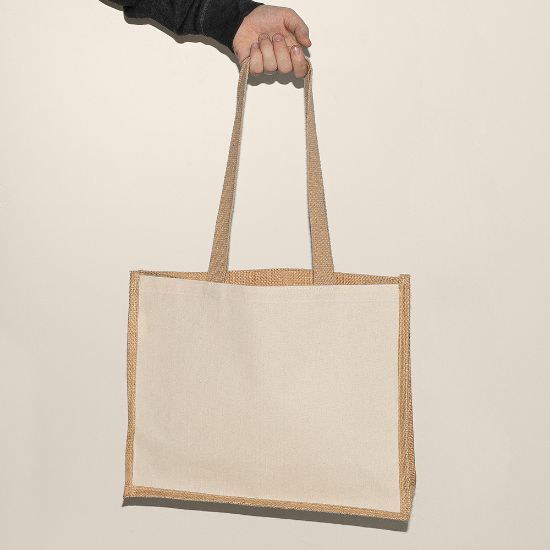 Goya 39002 - Baumwolltasche mit Jute-Seiten und langen Henkeln SHOPPER
