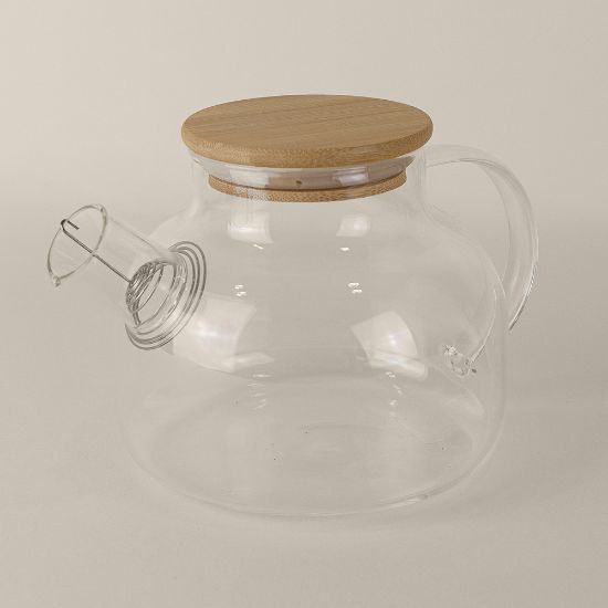 Goya 52025 - Borosilikat Teekanne mit Bambusdeckel und Metallfilter HERBAL