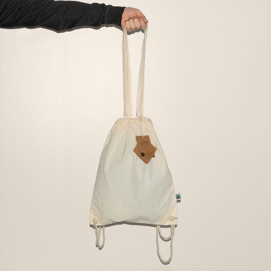 Goya 52071 - 2-in-1 Rucksack mit Kordeln, Fairtrade-Baumwolle STONE
