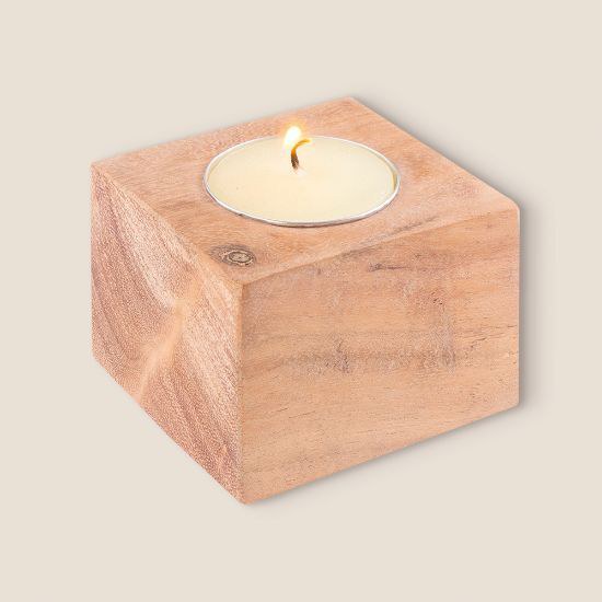 Goya 52551 - Kerzenhalter aus Akazienholz mit 10gr Kerze SAMAY