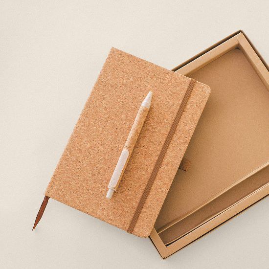 Kork Notizbuch und Stift Set, Kraftbox EARTH