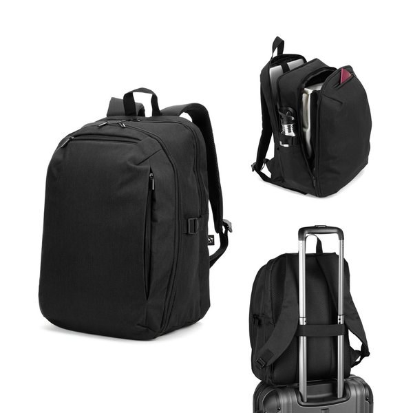 Rucksack mit komplett öffnendem Fach aus recyceltem 300D Polyester, 16" - Egotier 92540