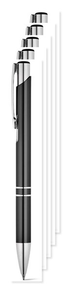 Pack mit 5 Egotier 91311 - Aluminium-Kugelschreiber mit Clip