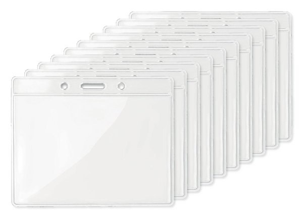 Pack of 100 GiftRetail MO8599 - BADGY Clear Plastic Badge Holder 10cm x 8cm for ID Cards