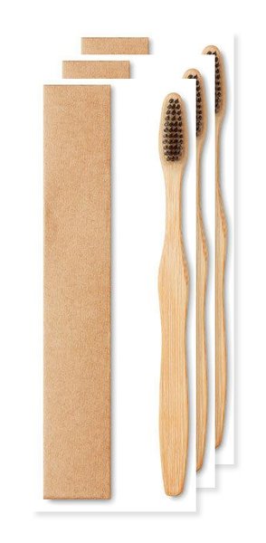 Pack mit 30 GiftRetail MO9877 - DENTOBRUSH Zahnbürste Bambus