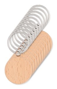 Pack mit 10 GiftRetail MO9773 - TOTY WOOD Schlüsselring Holz