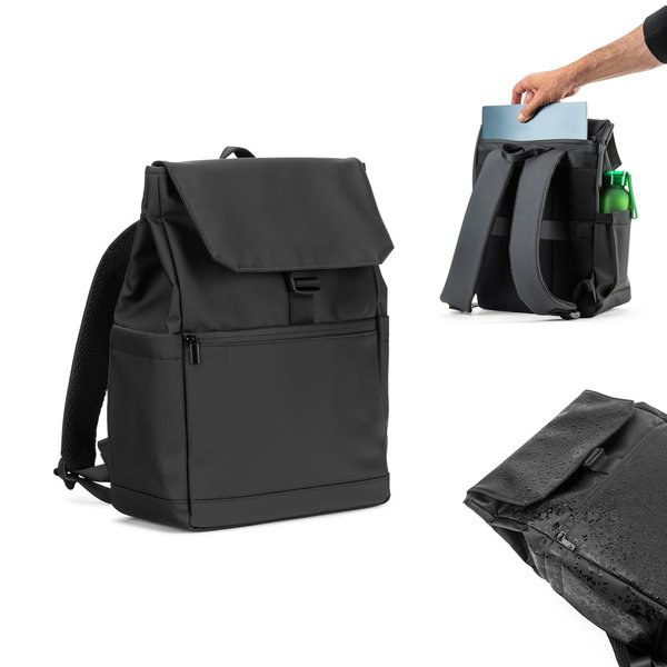 Laptop-Rucksack (16") aus PU, mit Klappe, die alle Fächer abdeckt - Egotier 92578